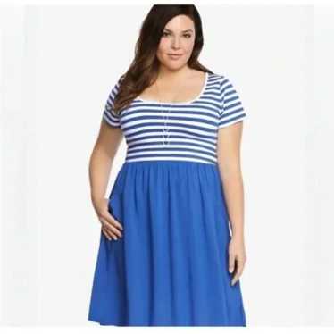 Torrid Blue and white Skater midi dress