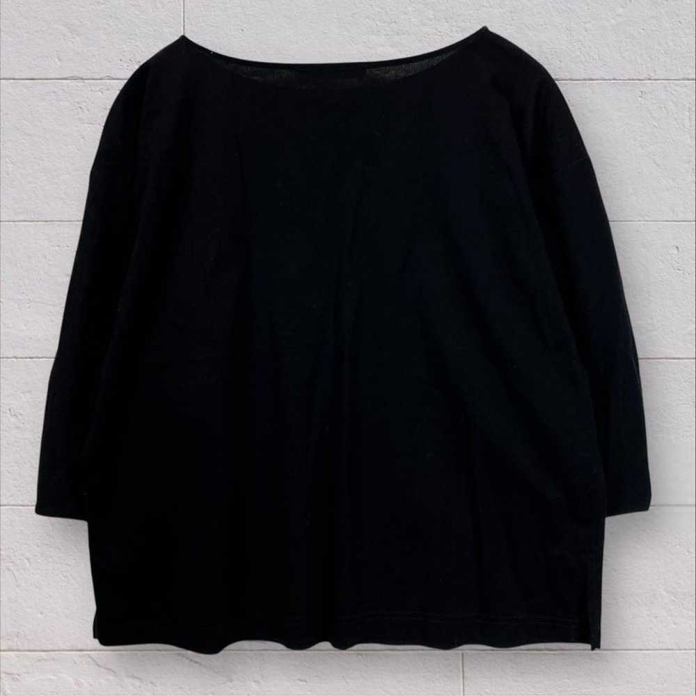 October 22 Cut-and-sew Black Square Neck Loose Fi… - image 2