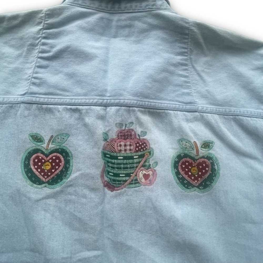 Vtg Faded Glory Fruit Embroidered Light Denim Sho… - image 10