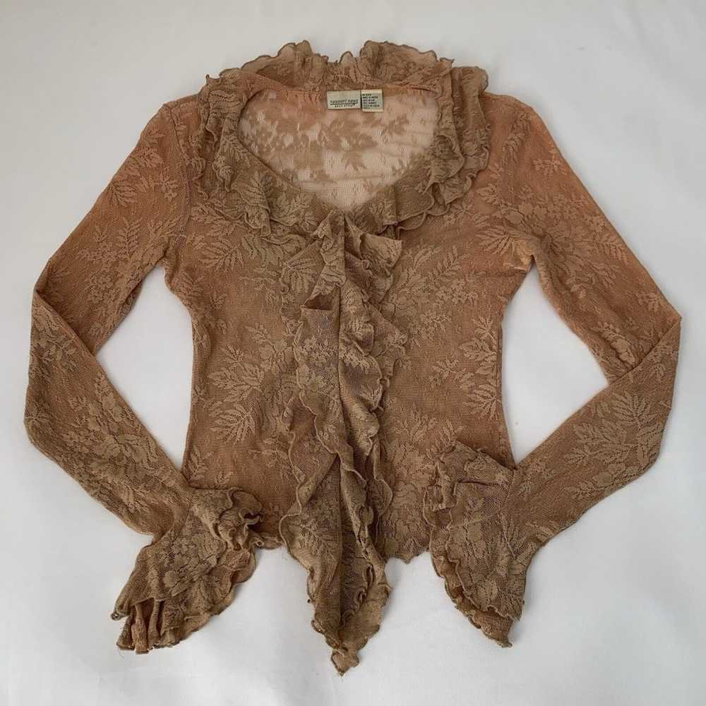 Vintage Newport News Blouse Women S Lace Ruffle 9… - image 1