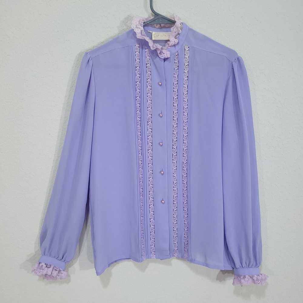 Vintage Blouse Anne French Womens Medium / 10 80s… - image 1