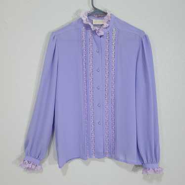 Vintage Blouse Anne French Womens Medium / 10 80s… - image 1