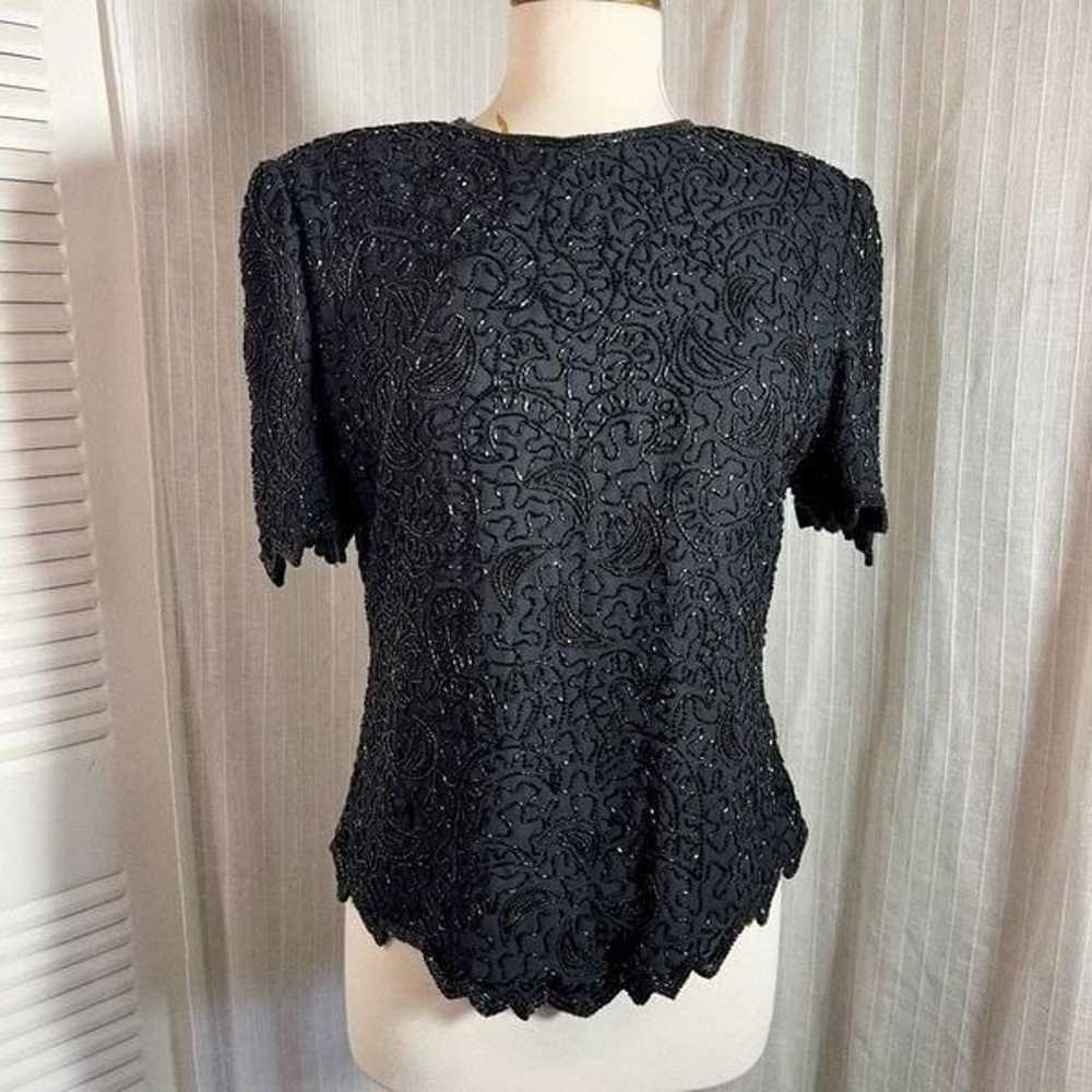 Vintage Black Detailed Elegant Structured Beaded … - image 1