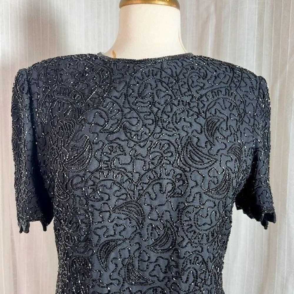 Vintage Black Detailed Elegant Structured Beaded … - image 2