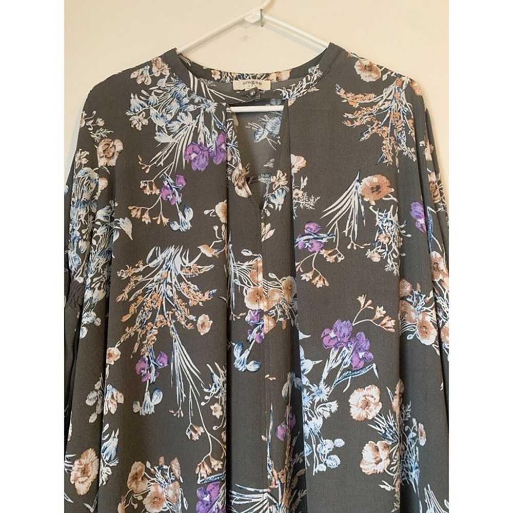 NEW Umgee Gray Shift Dress Boho Flowy Floral 3/4 … - image 3