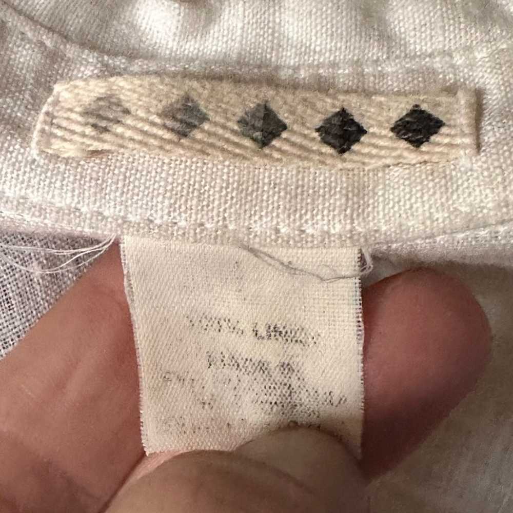 Vintage 5 Diamond Ecru Linen Collared Blouse - image 3