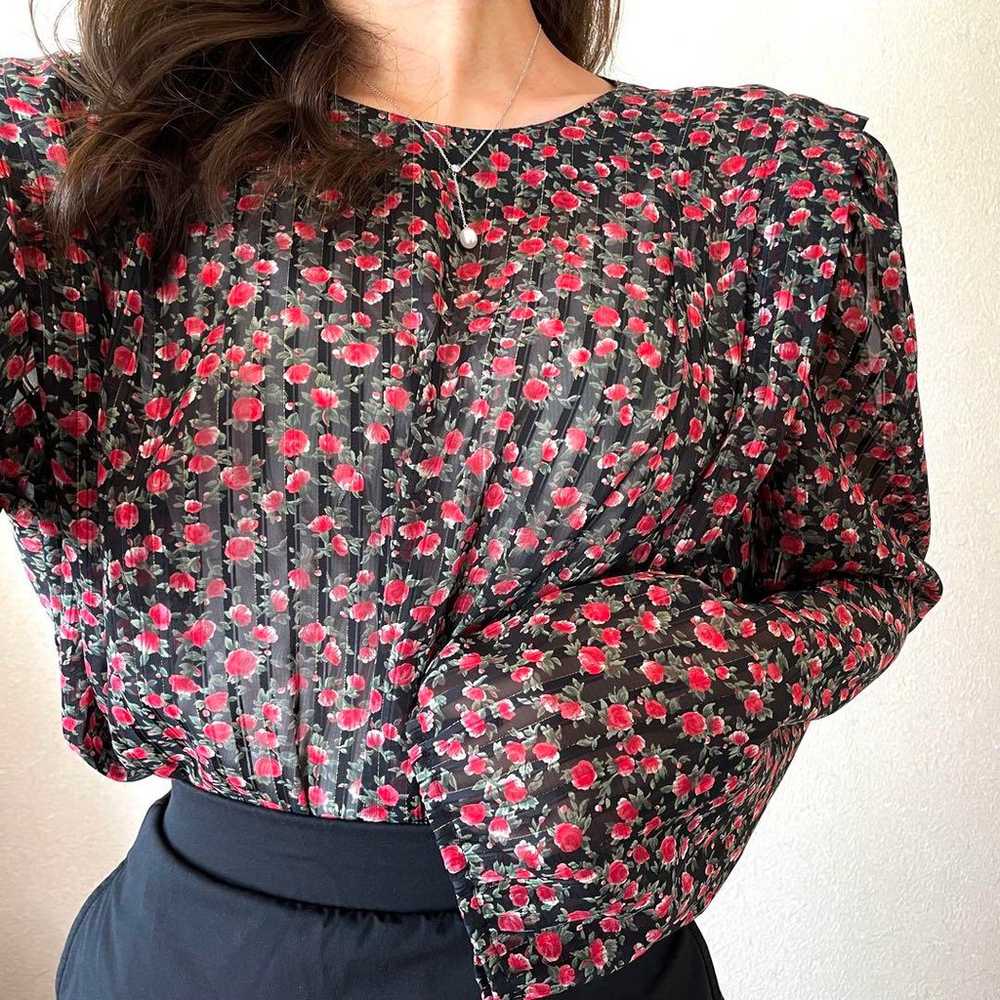 Vintage floral blouse, 90's 80's - image 1