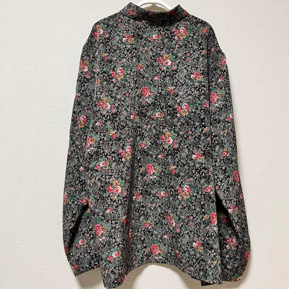 Floral paisley shirt blouse vintage black pink Sh… - image 12