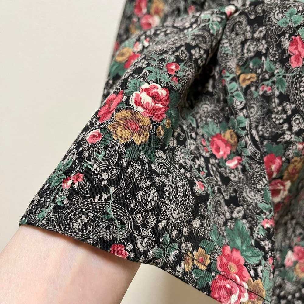 Floral paisley shirt blouse vintage black pink Sh… - image 9