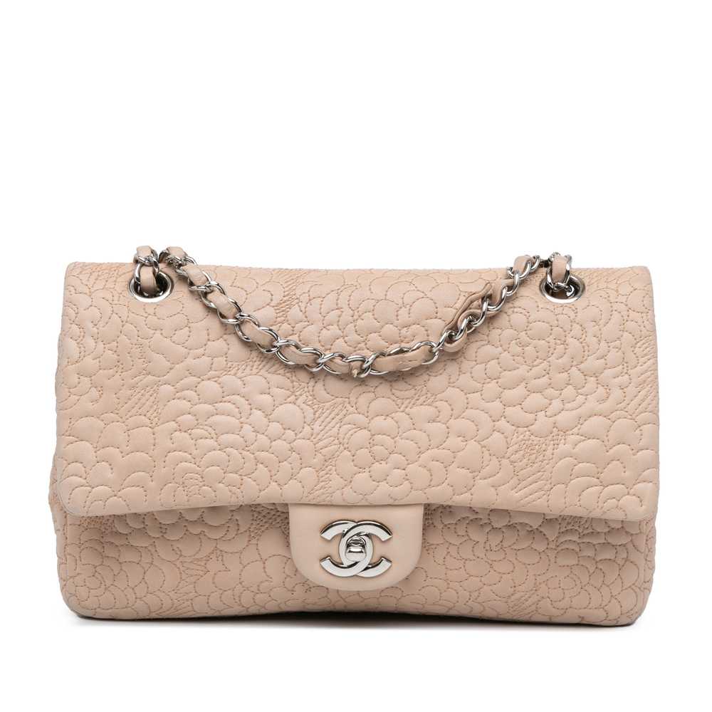 Pink Chanel Medium Lambskin Camellia Stitched Dou… - image 1