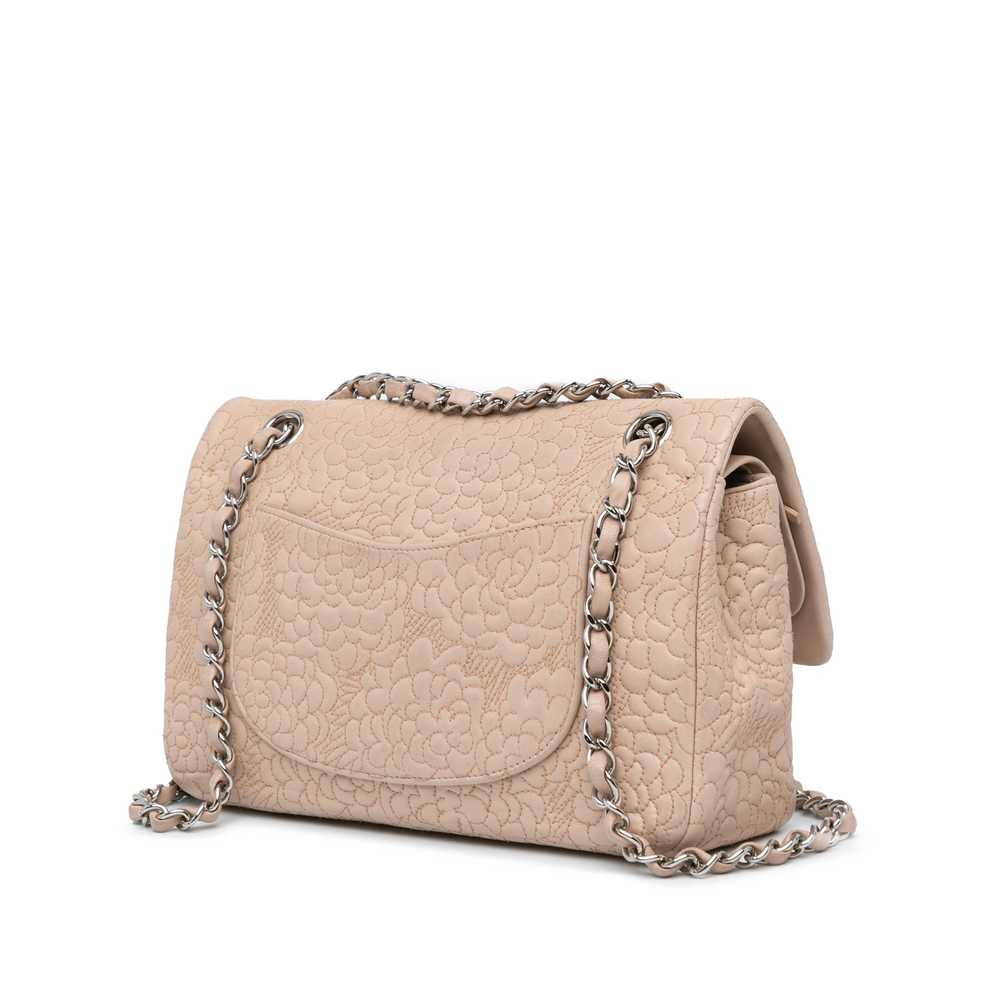 Pink Chanel Medium Lambskin Camellia Stitched Dou… - image 2