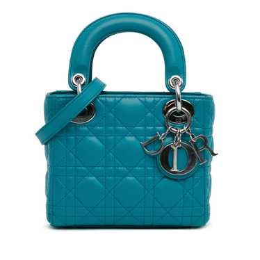 Blue Dior Mini Lambskin Cannage Lady Dior Satchel - image 1