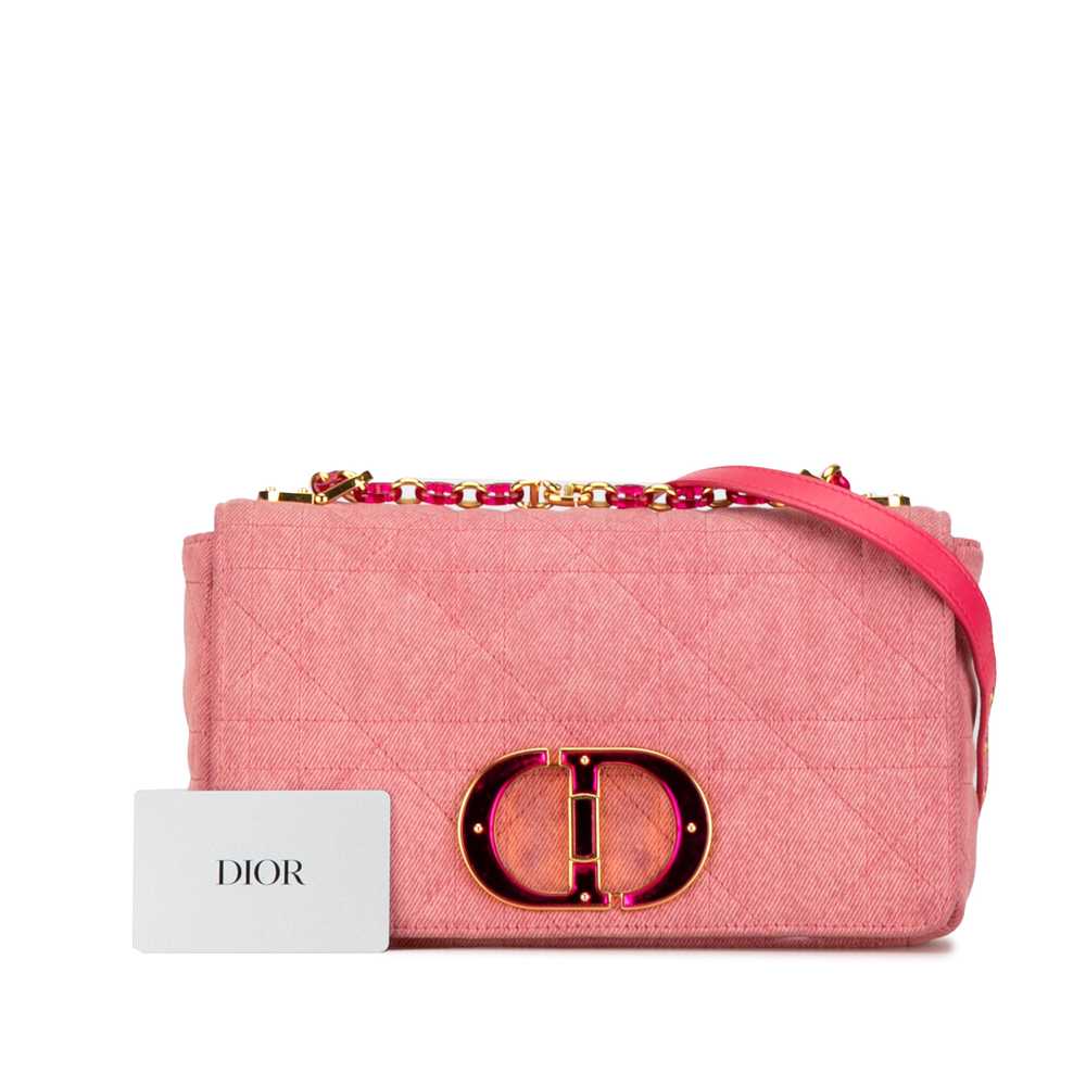 Pink Dior Medium Denim Macrocannage Caro Bag - image 11