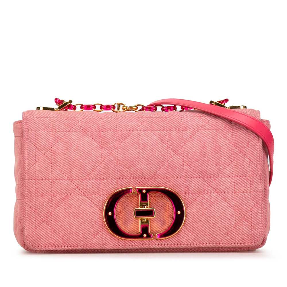 Pink Dior Medium Denim Macrocannage Caro Bag - image 1