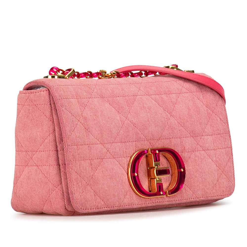 Pink Dior Medium Denim Macrocannage Caro Bag - image 2