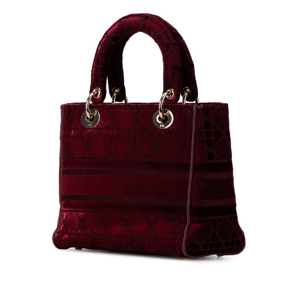 Red Dior Medium Velvet Cannage Lady D Lite Satchel - image 2