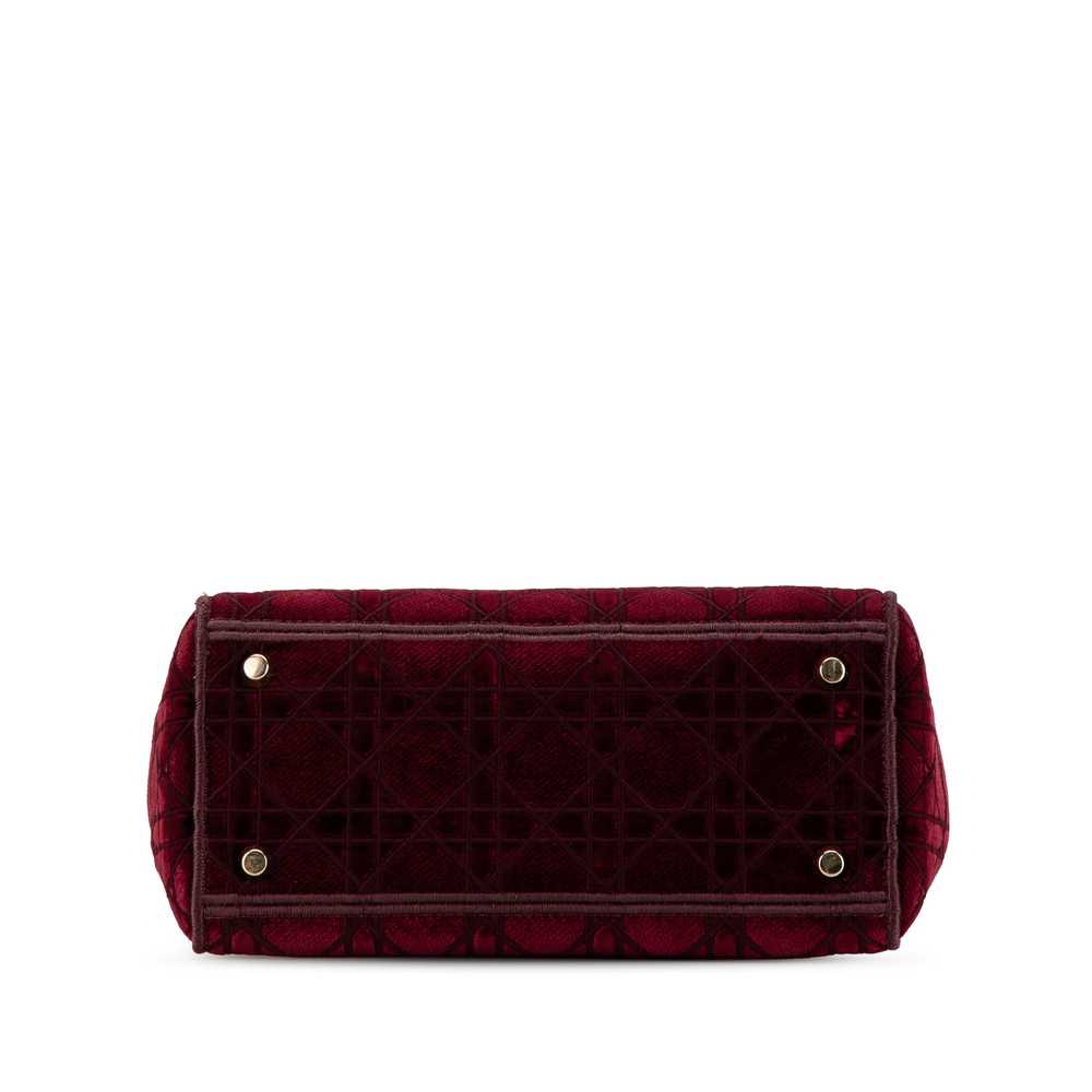 Red Dior Medium Velvet Cannage Lady D Lite Satchel - image 3