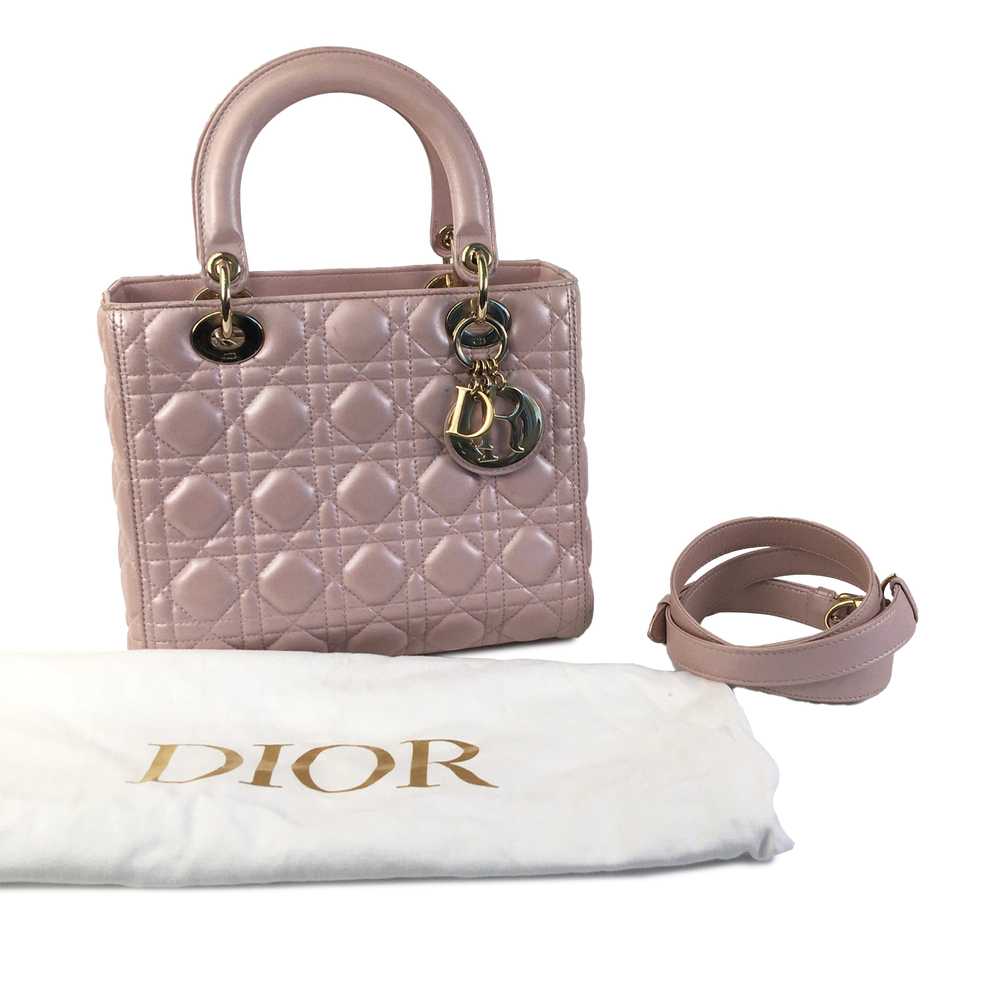 Pink Dior Medium Pearlescent Lambskin Cannage Lad… - image 11