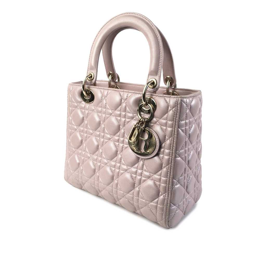 Pink Dior Medium Pearlescent Lambskin Cannage Lad… - image 2