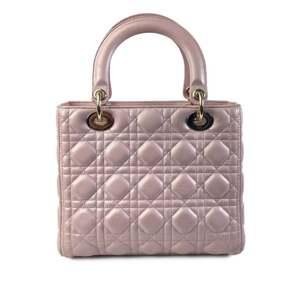 Pink Dior Medium Pearlescent Lambskin Cannage Lad… - image 3