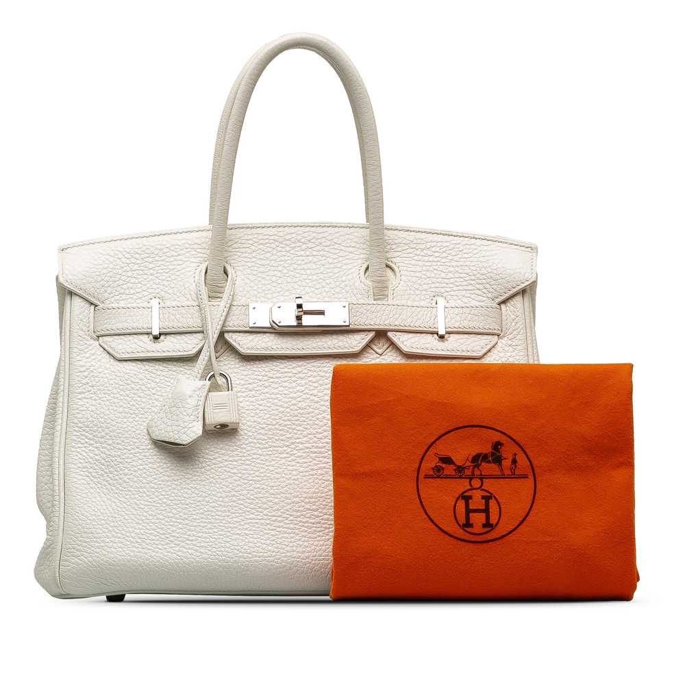 White Hermès Clemence Birkin 30 Handbag - image 10