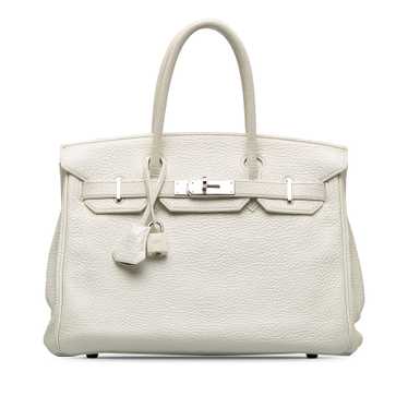 White Hermès Clemence Birkin 30 Handbag - image 1