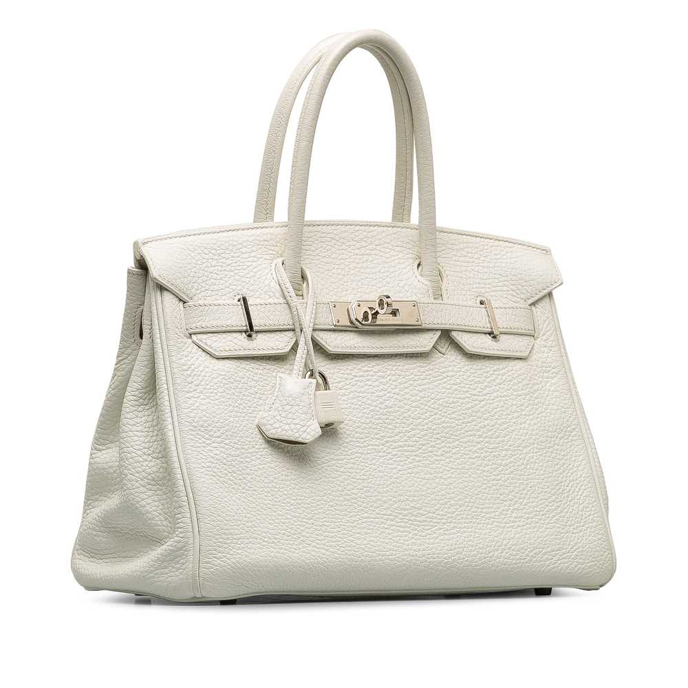 White Hermès Clemence Birkin 30 Handbag - image 2