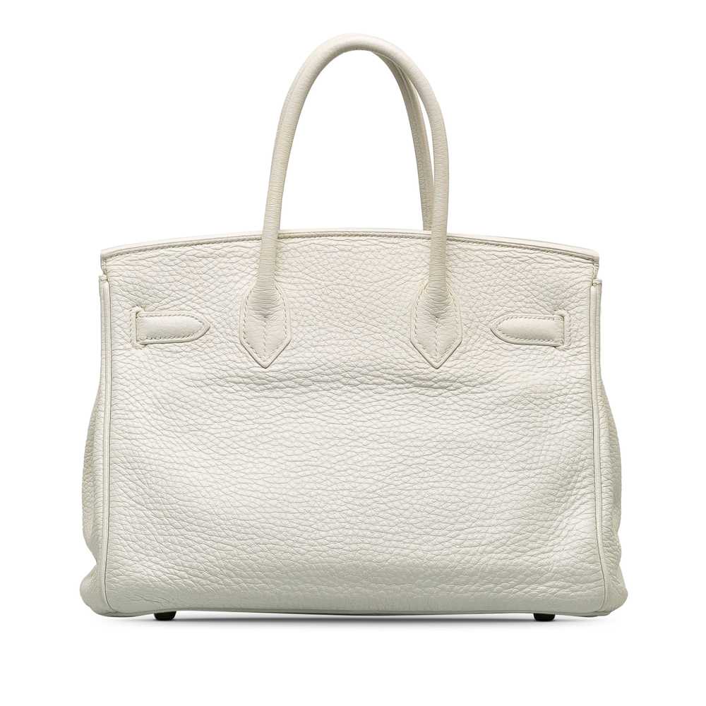 White Hermès Clemence Birkin 30 Handbag - image 3