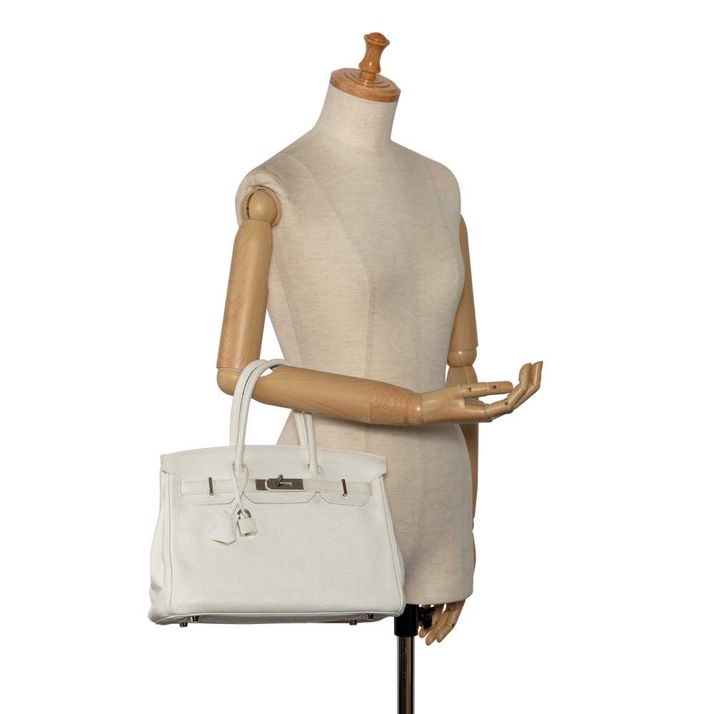 White Hermès Clemence Birkin 30 Handbag - image 9