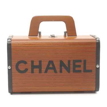 Brown Chanel Wooden Logo Top Handle Bag