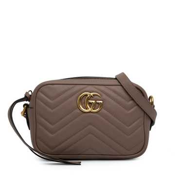 Brown Gucci Mini GG Marmont Matelasse Crossbody