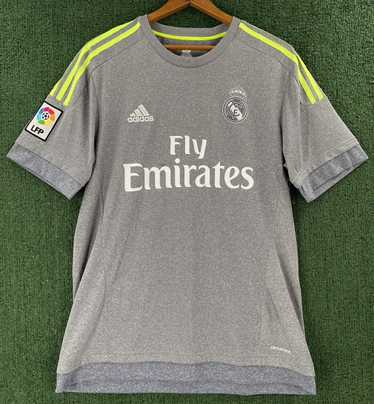 ADIDAS Grey Real hot Madrid Away “James” Grey Neon Fly Emirates Shirt Size Small