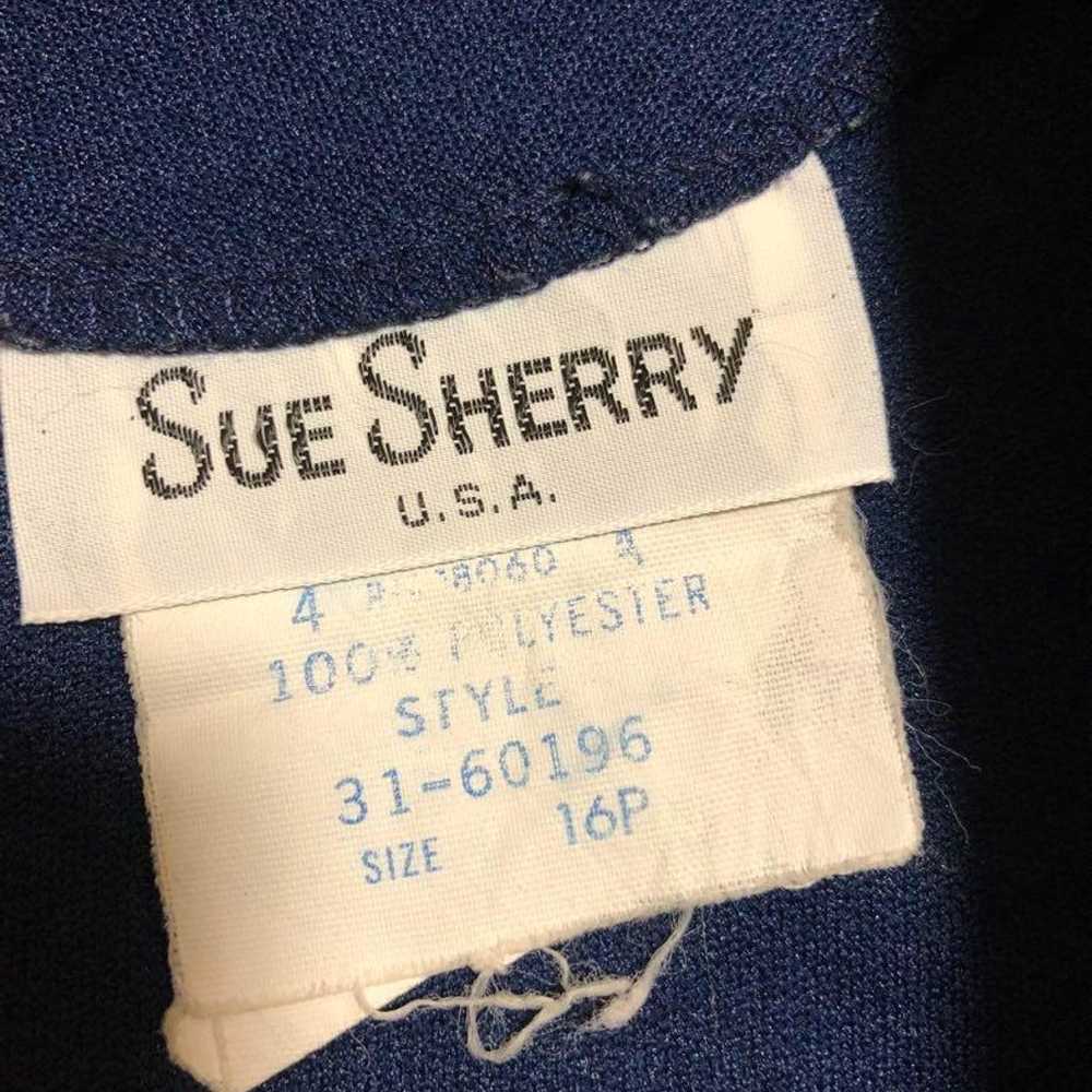 1980s USA-made SUE SHERRY color dress, navy blue,… - image 3