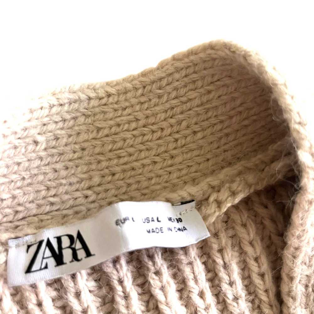 Zara Zara Cream Beige Ribbed Tie Waist Oversized … - image 7