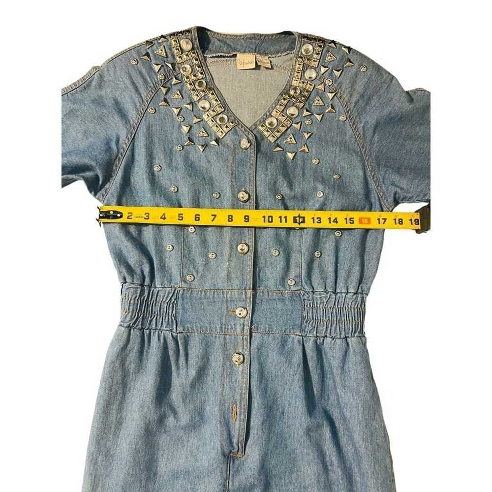 Styleworks Vintage Denim Button Front Rhinestone … - image 9