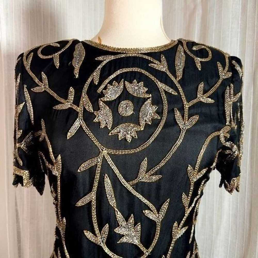 Laurence Kazar Vintage Silver and Gold Beaded Top… - image 2