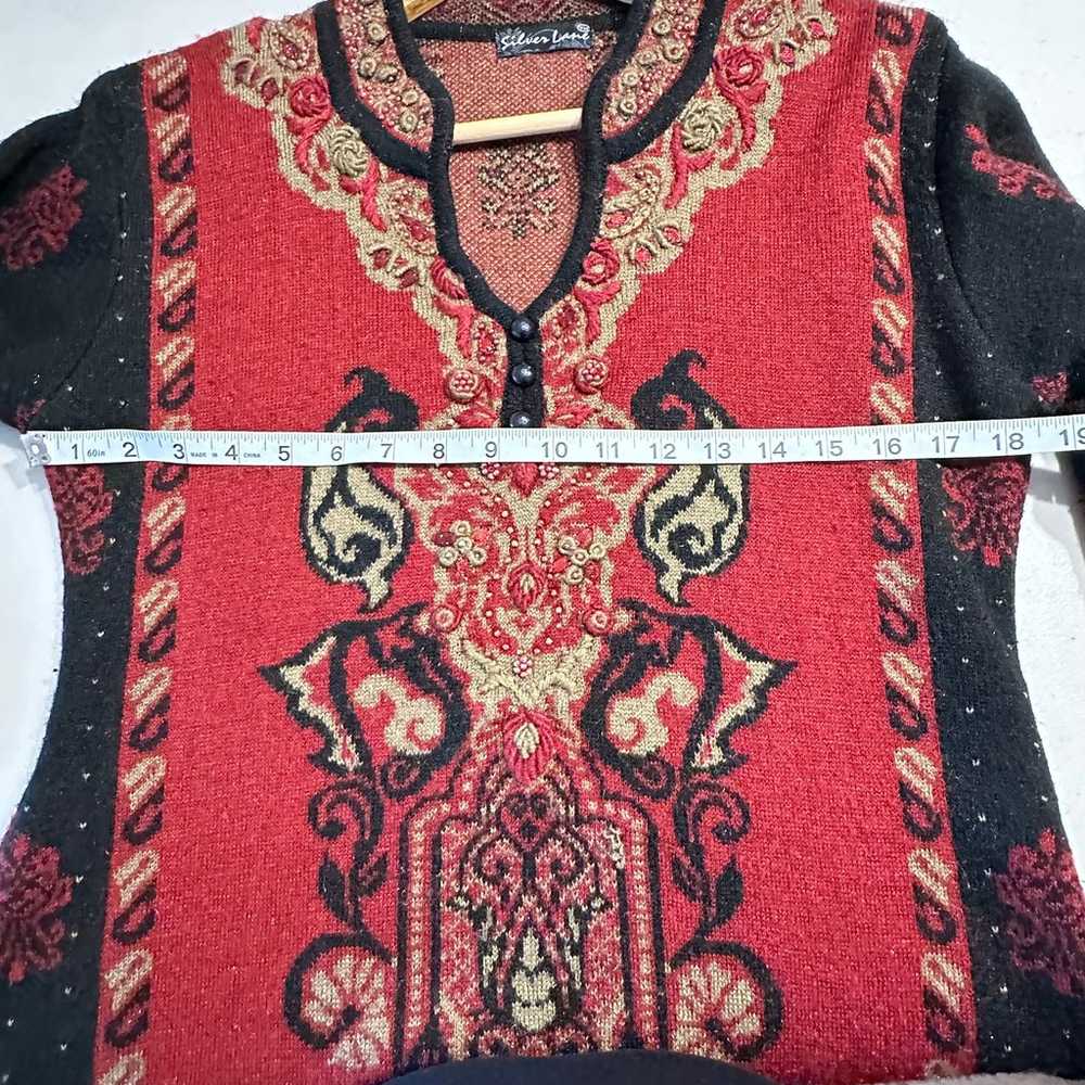 Silver Lane Red tapestry baroque sweater dress wo… - image 11