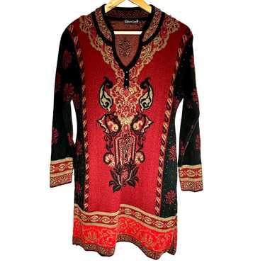 Silver Lane Red tapestry baroque sweater dress wo… - image 1