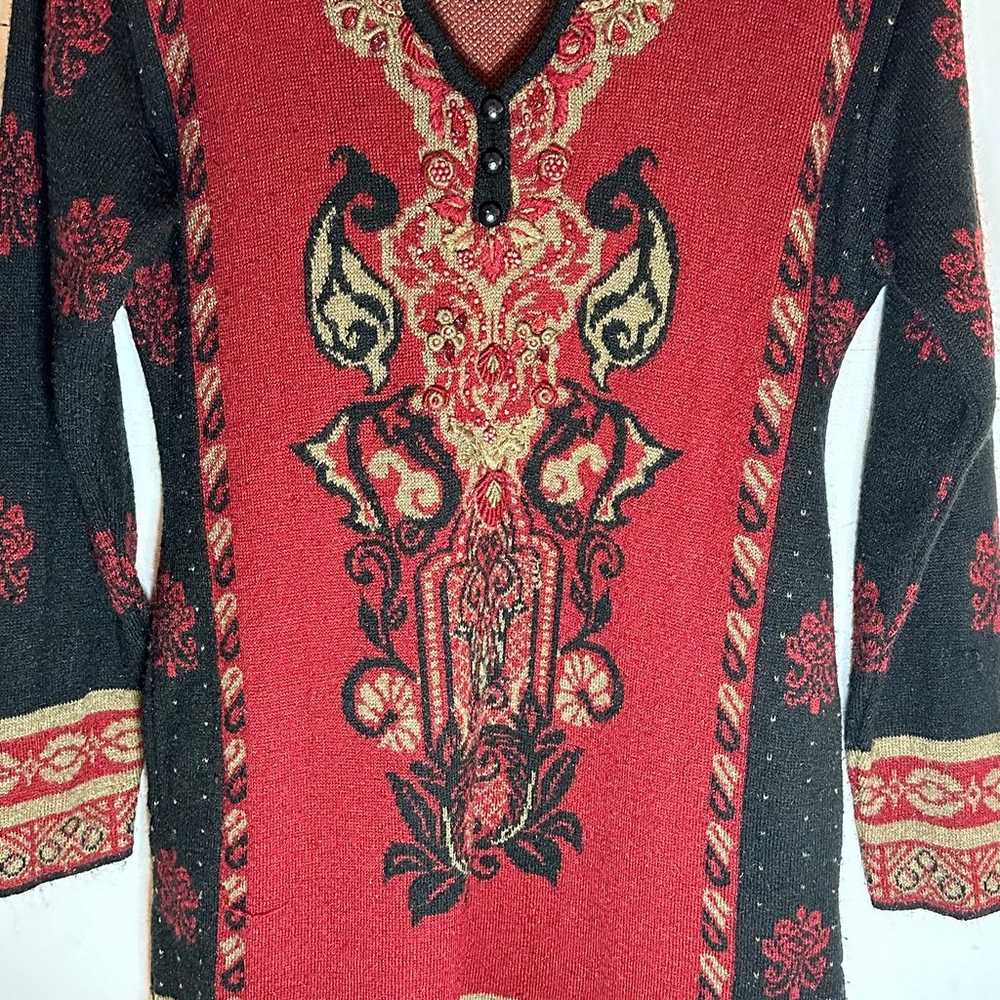 Silver Lane Red tapestry baroque sweater dress wo… - image 3