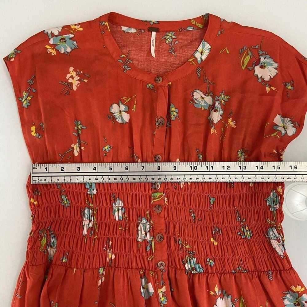 Free People Greatest Day Smocked Orange Floral Dr… - image 6