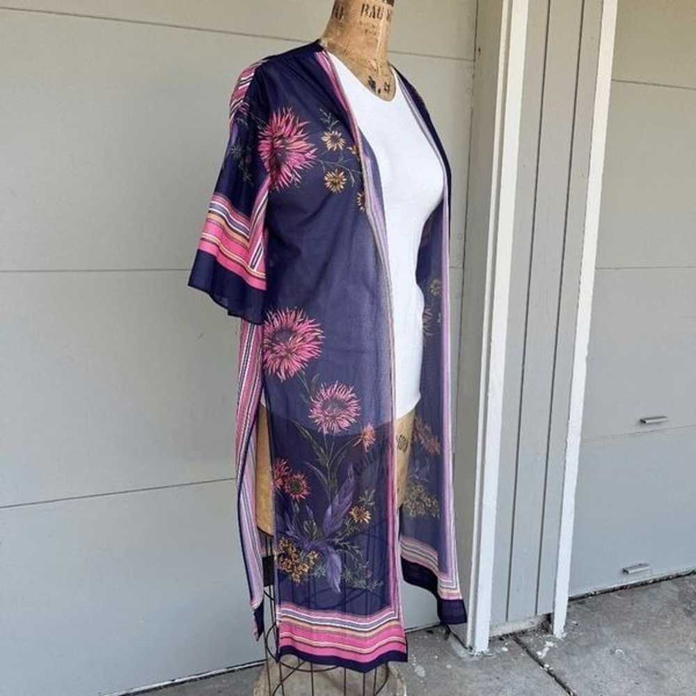 Vintage 70s Floral Kimono, Sheer, Retro Boho Styl… - image 10