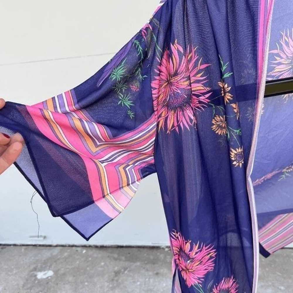 Vintage 70s Floral Kimono, Sheer, Retro Boho Styl… - image 5