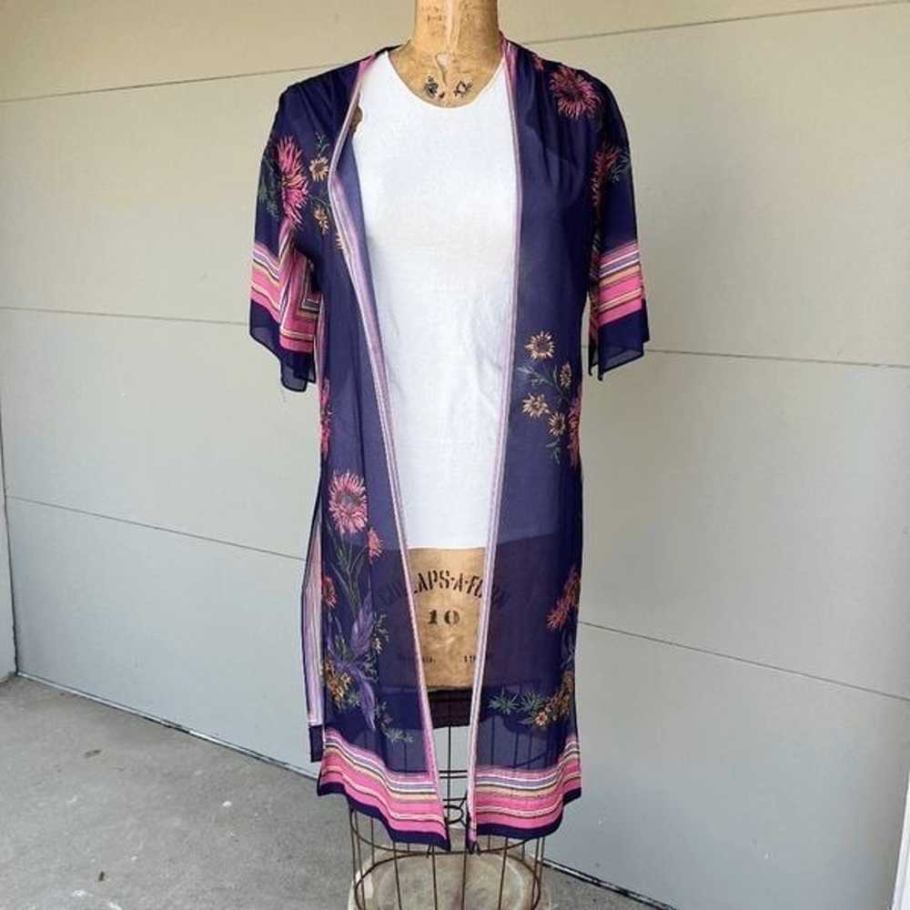 Vintage 70s Floral Kimono, Sheer, Retro Boho Styl… - image 8