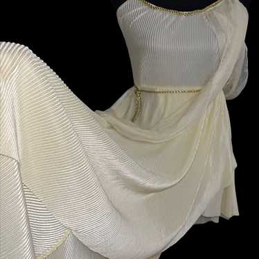 Greek goddess asymmetrical pleated dress