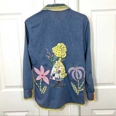 THE SHIRTERY top Vintage 70’s Long Sleeve Button Down Prairie Girl Embroidered