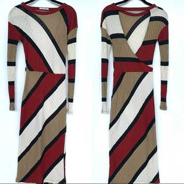 ZARA Trafulac Striped Knit Maxi Sweater Dress