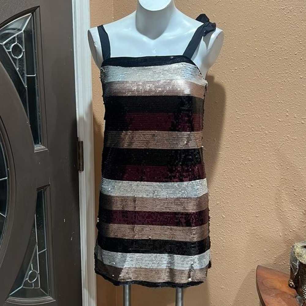 Ali and jay black and gold striped sequin dress - image 3