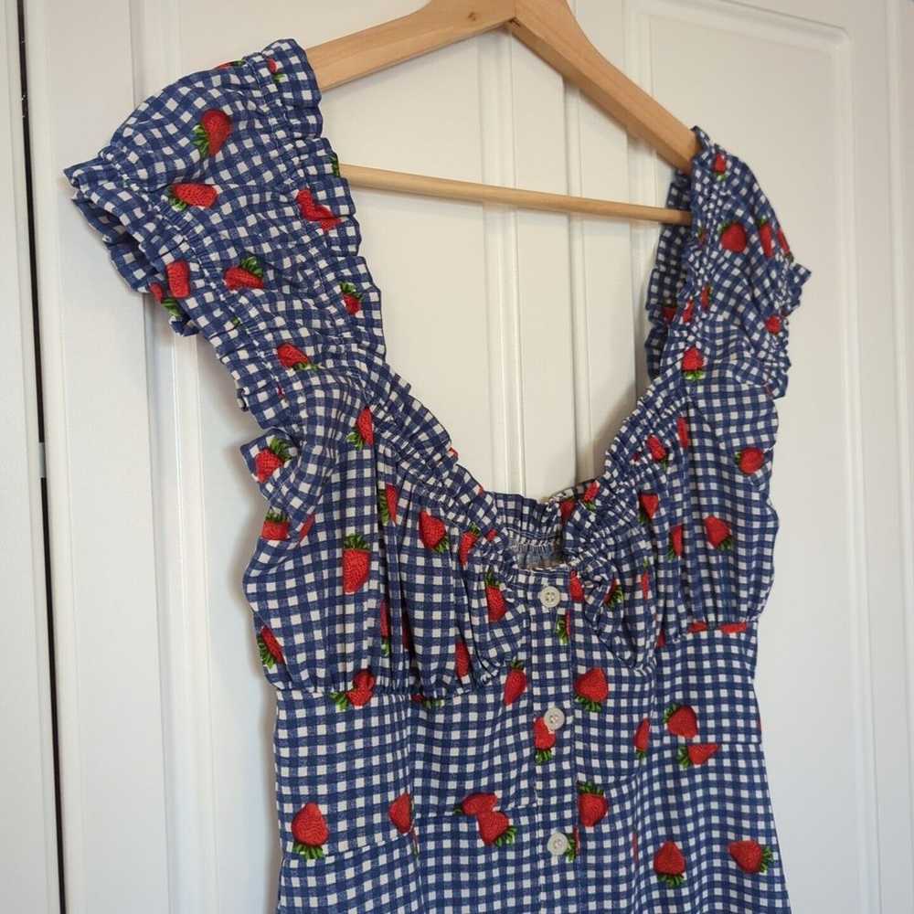 Urban Outfitters Penelope Blue Gingham Strawberry… - image 2