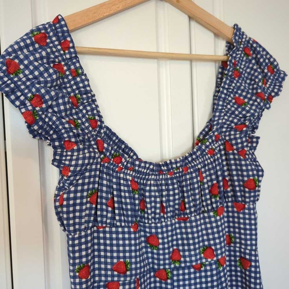 Urban Outfitters Penelope Blue Gingham Strawberry… - image 4