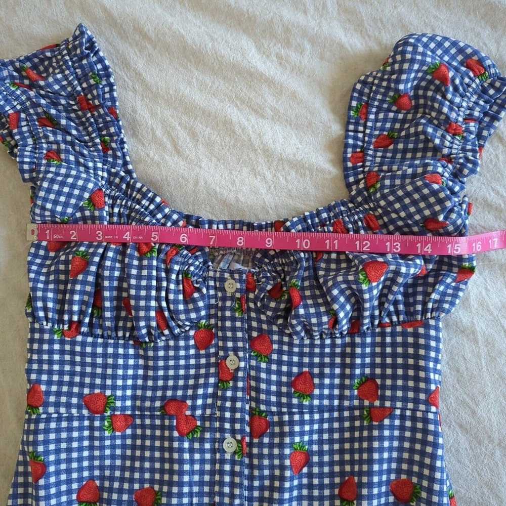 Urban Outfitters Penelope Blue Gingham Strawberry… - image 6